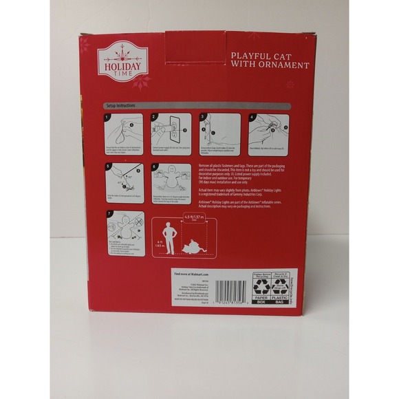 Holiday Time 30 in Playful Cat with Ornament Christmas Airblown Inflatable NEW - Picture 3 of 4